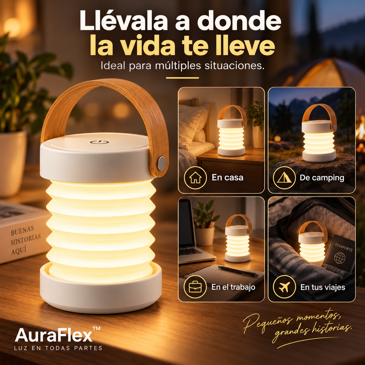Lámpara AuraFlex LED Plegable 3 en 1